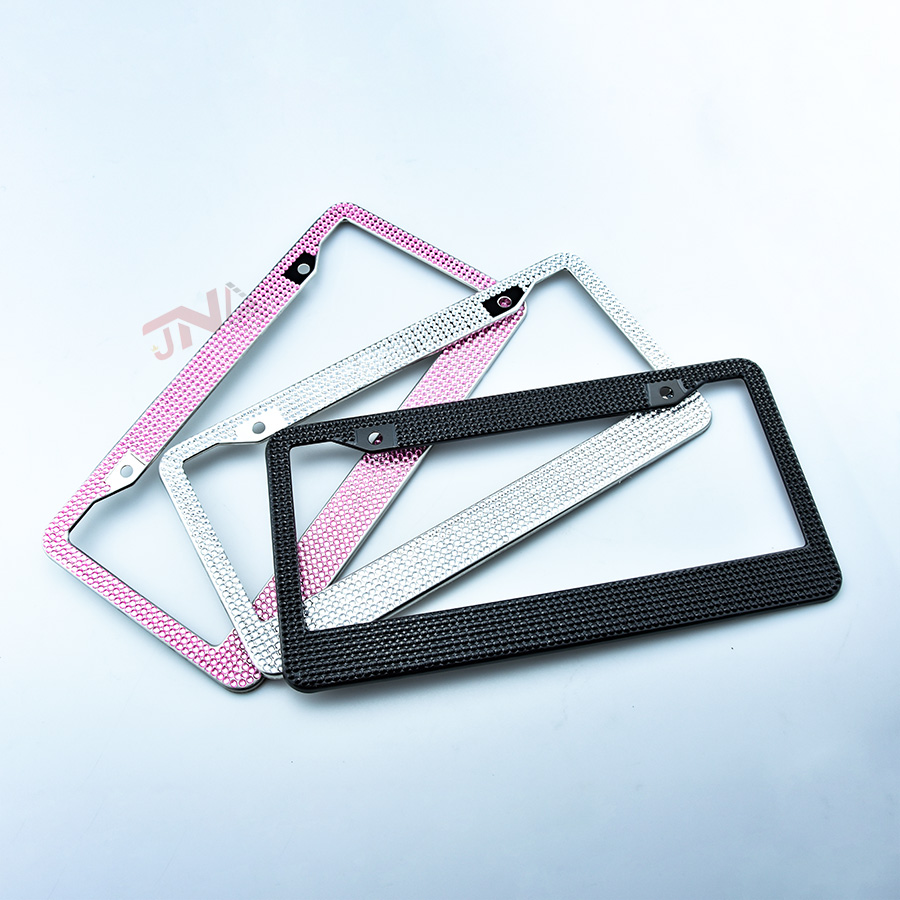 Girl Bling Cryst License Plate Frame Pink/Black/White Glitter Car Frame Plate