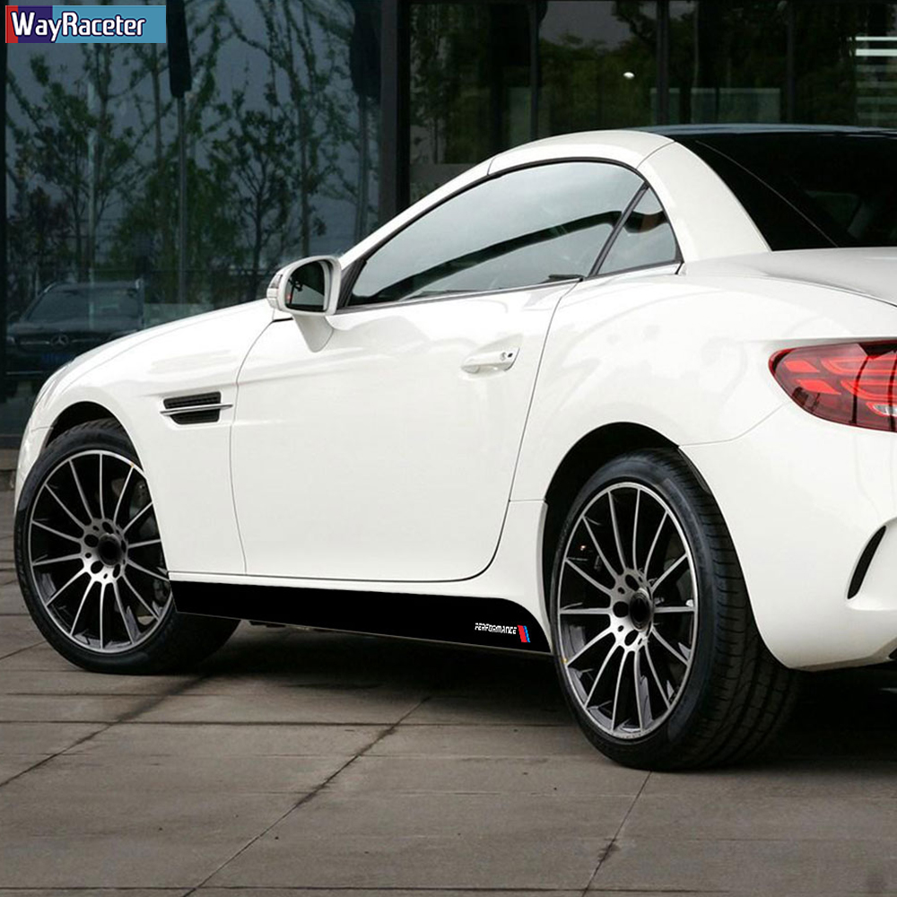 2 Pcs Racing Sport Car Door Side Skirt Stripes Sticker Vinyl Decal For Mercedes Benz SLC Class AMG SLC200 Accessores