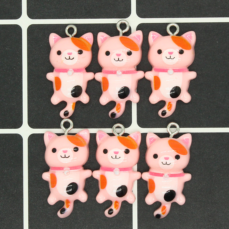 10/16pcs Cute Cat Earring Resin Charms DIY Flatback Smooth Frosting Animal Jewelry Pendants For Keychain Choker Make D36