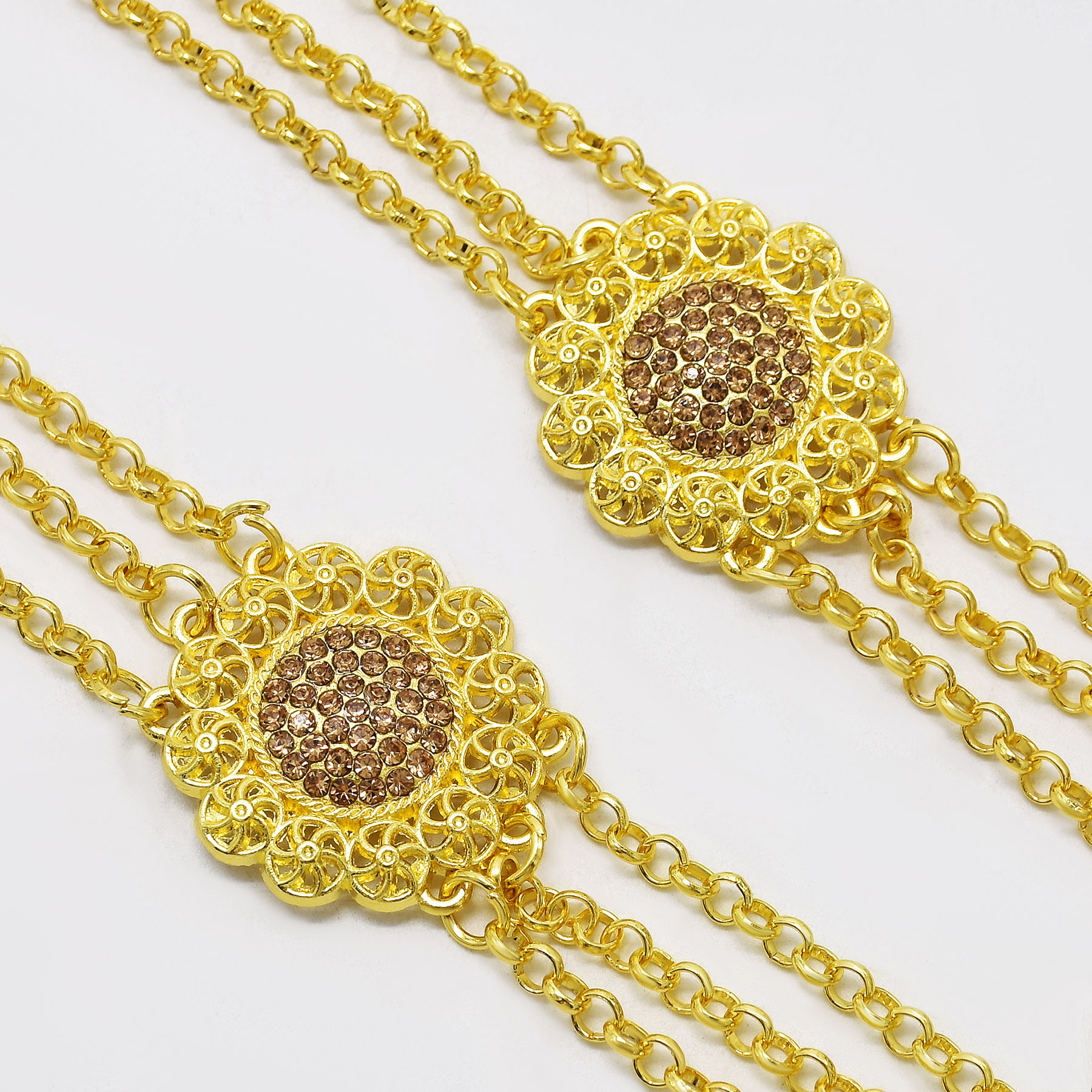 Gold Plated Hollow Flower Long Chain Water Drop Tassel Necklace Earring Jewelry Set Bohemian Ethnic Sunflower Shape Jewelry
