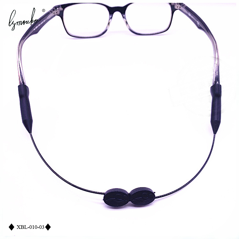 Black Silicone Adjustable Eyeglasses Cord Sport Fixed Protect String Non-slip Elastic Holder Sunglasses for Lanyard Neck Strap