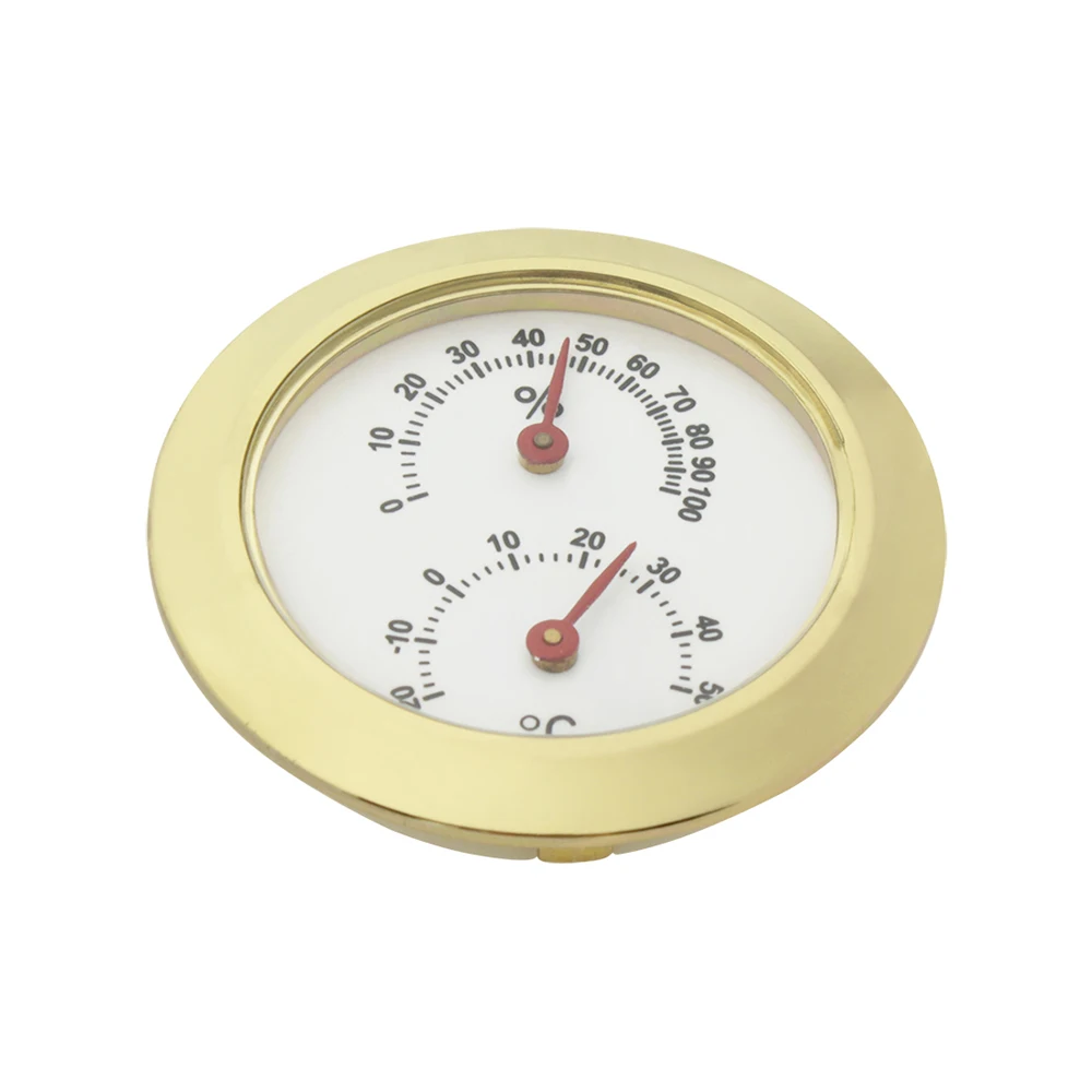 Round Glass Analog Hygrometer Moisture Humidity Monitor For Humidor Guitar Violin Indoor Outdoor 42mm Musical Instrument Case