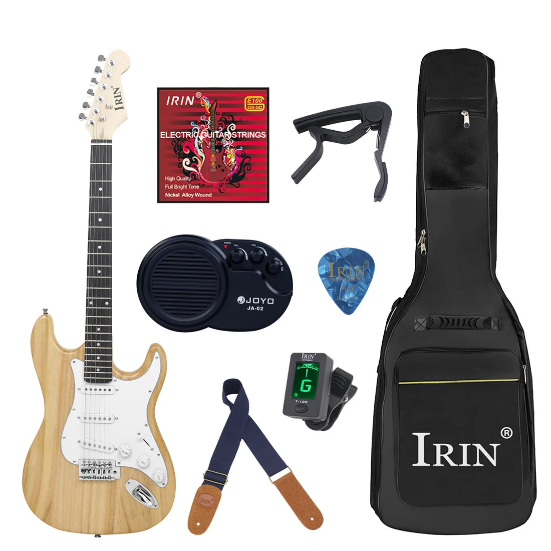 IRIN 39 Inch Electric Guitar 22 Frets Basswood Body Professional ST Electric Guitar Set with Case Guitar Accessory for Practice