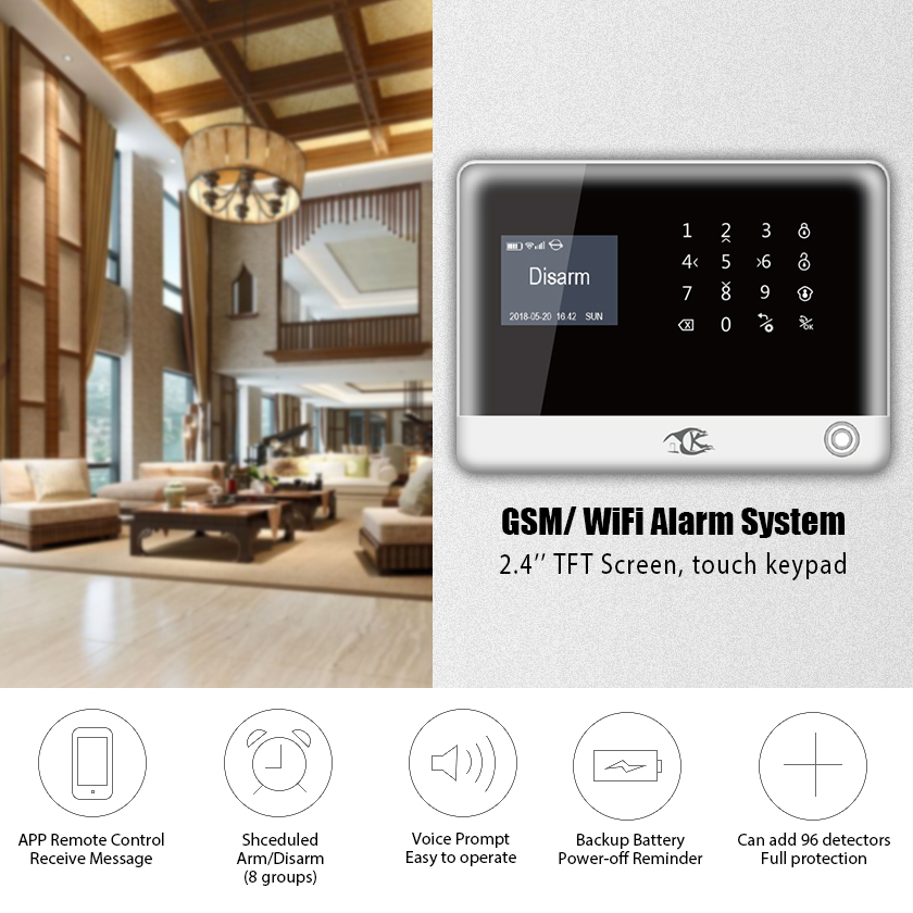 SMARSECUR Russian Spanish English H6 WIFI GSM Alarm System Security Home GSM Alarm System APP Control Alarm DIY Kit-45