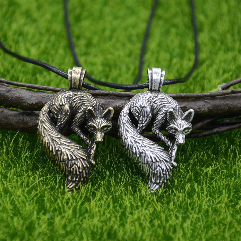 Slavic Fox Pendant Animal Viking Jewelry Necklace Men Accessories Goth Jewlery
