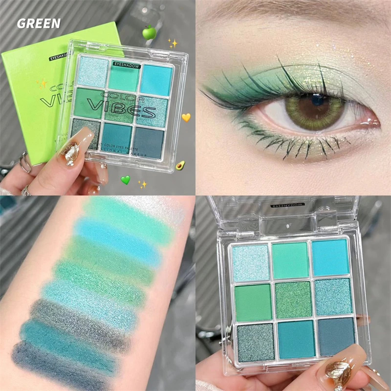 9-color Acrylic Eyeshadow Makeup Pallete Glitter Matte Eye Shadow Long Lasting Shimmer Purple Blue Greeen Eyeshadow Eye Pigments 240624