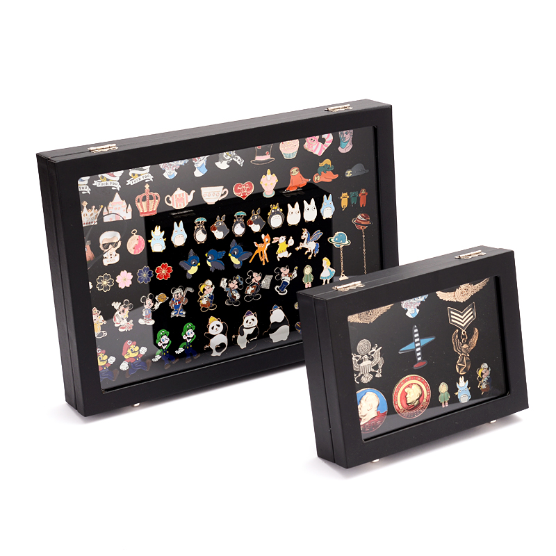 Badge Storage Box Transparent Dust-proof Medal Jewelry Box Large Capacity Brooch Wall Display Frame Pin Gift Box Collection