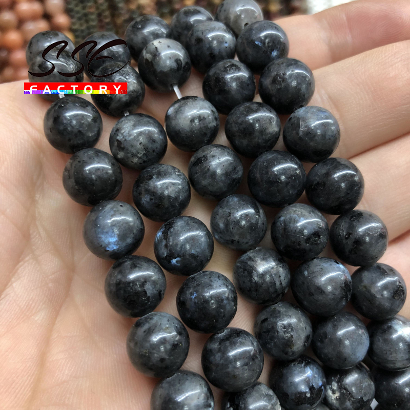 Natural Black Labradorite Stone Beads Round Larvikite Beads For Jewelry Making DIY Bracelet 4 6 8 10 12MM 15" Strand Wholesale