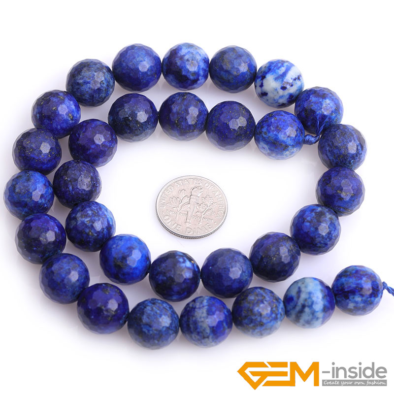 Natural Stone Blue Lapis Lazuli Bead Faceted Round Beads For Jewelry Making Strand 15 inch DIY Bracelet Necklace Jewelry Beads