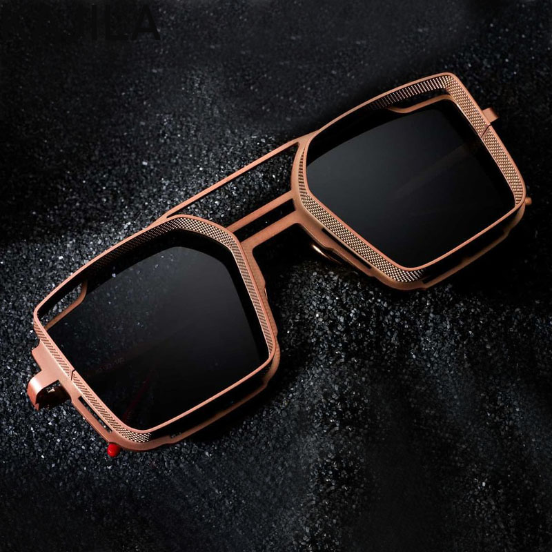Vintage Steampunk Square Sunglasses Men 2024 Luxury Brand Retro Punk Sun Glasses For Male Trendy Rectangle Eyewear Wholesale