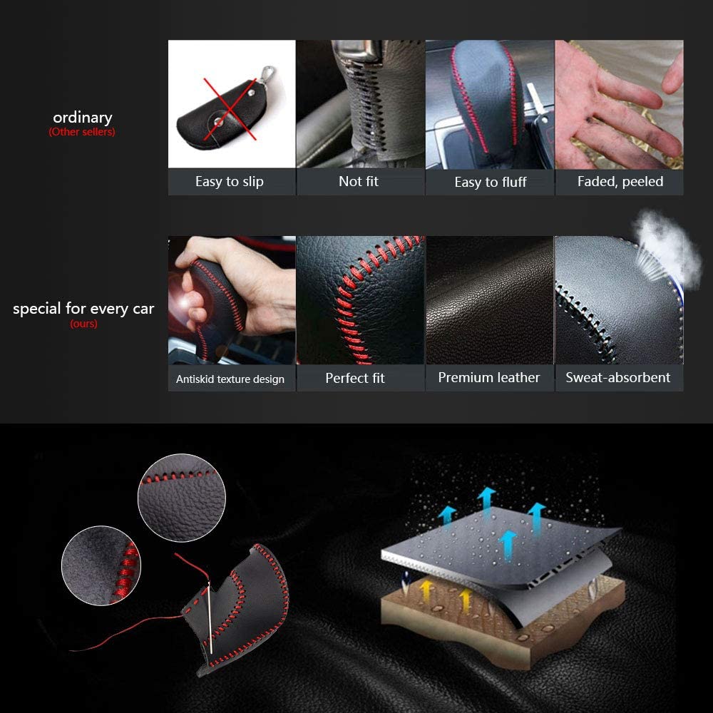 For Chevrolet at Trax 2014 2015 2017 Aveo 2011-2014 Leather Car Gear Shift Knob Cover Non-Slip Gear Lever Stick Protector Type N