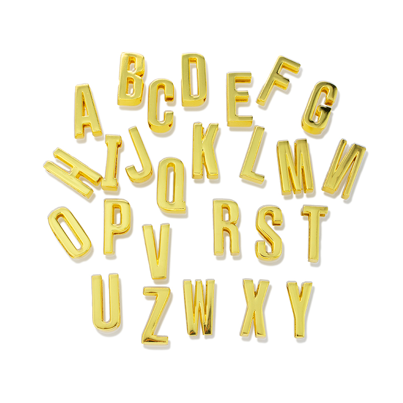 1pc A-Z 18mm Chrome Color Slide Letter Rose Gold Black Color English Alphabet Fit For DIY Wristband Bracelet & Pet Collars