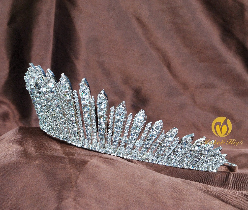 Awesome Miss Beauty Pageant Tiara Crown Clear Crystals Brides Headband Hair Accessory Wedding Bridal Prom Party Costumes 318g