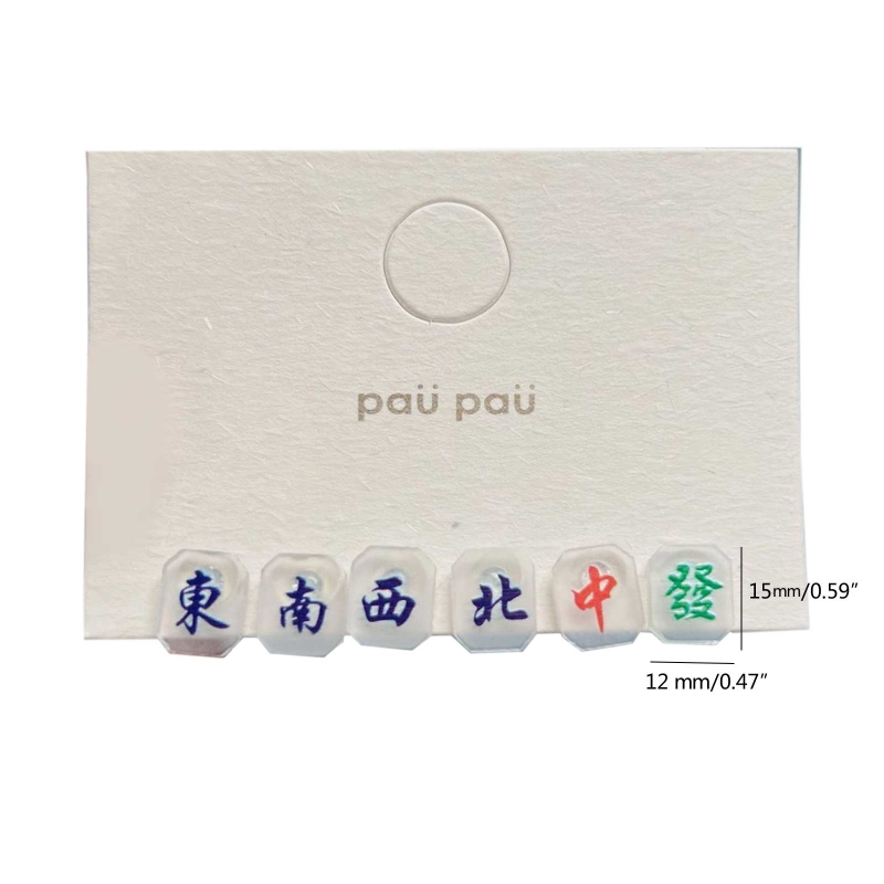 6 Pcs Small And Exquisite Chinese Character Mahjong Earrings Resin Stud Earring Gothique Accessories Jewelry for Girl