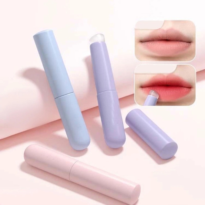 Upgrade QSoft Silicone Lip Brush With Dust Proof Cover Portable Round Head Lipstick Applicator Lip Cosmetic Tool Multi-use Brush