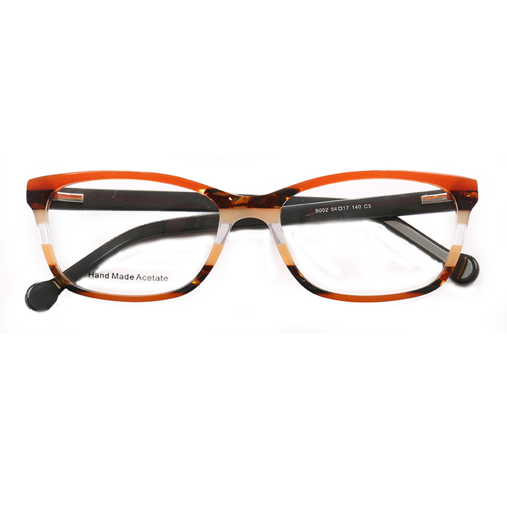 Women Cat Eye Classic Eyeglass Frame for Women Square Fashionable Full Rim Optical Glasses Rx Spectacles Acetate Striped Eyewear