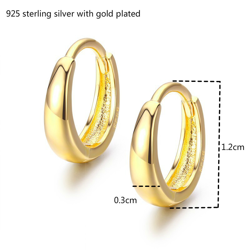 Cute 925 Sterling Silver Gold Color Loop Circle Huggie Small Hoop Earrings For Women Men Children Girls Kids Jewelry Aros Aretes