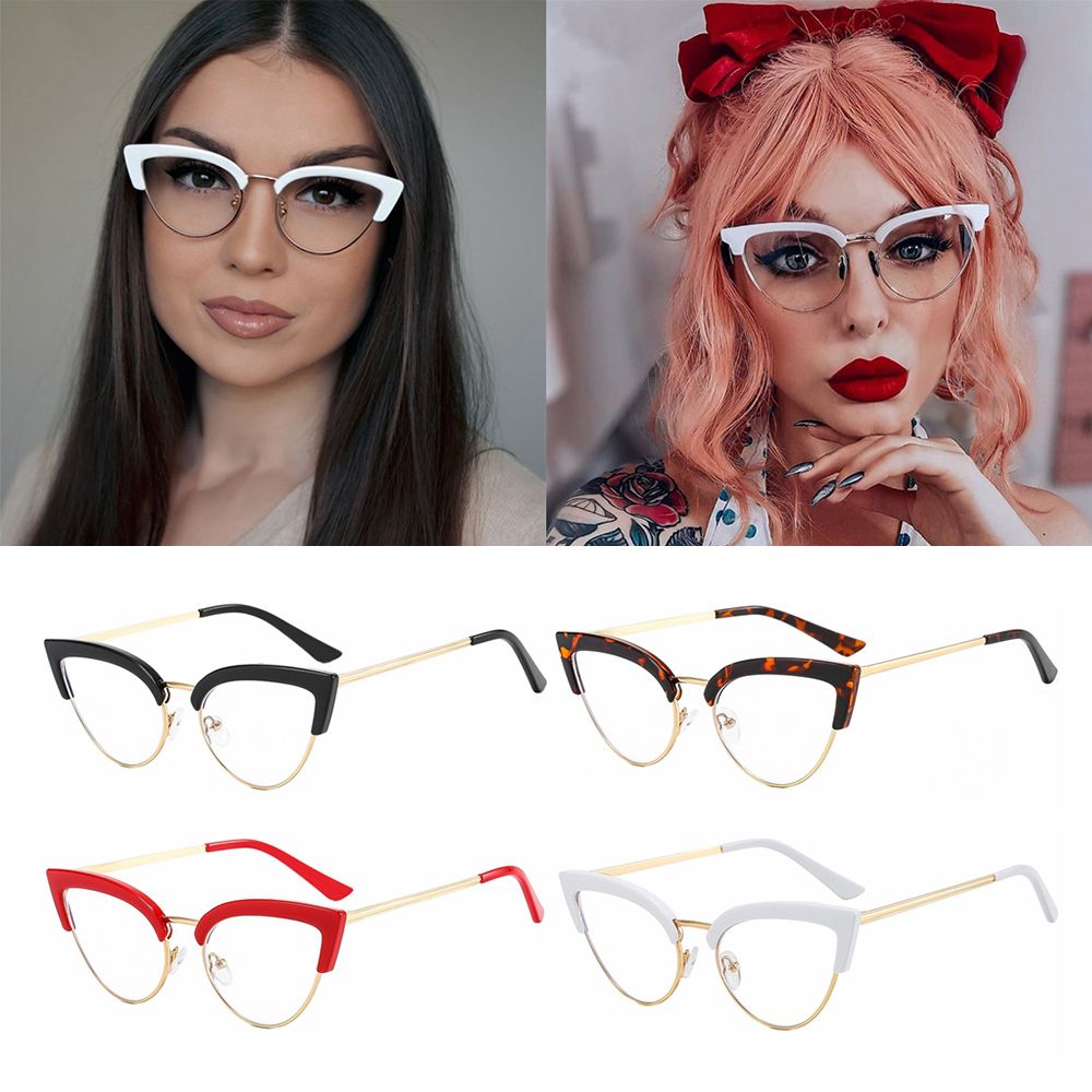 Designer Computer Goggles Women/Men Metal Frame Cat Eye Computer Glasses Blue Light Blocking Glasses Office Glasses