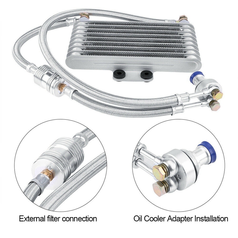Motorcycle Engine Oil Cooler Cooling Radiator Kit 125Ml Aluminum Silver For Honda CB CG Engine