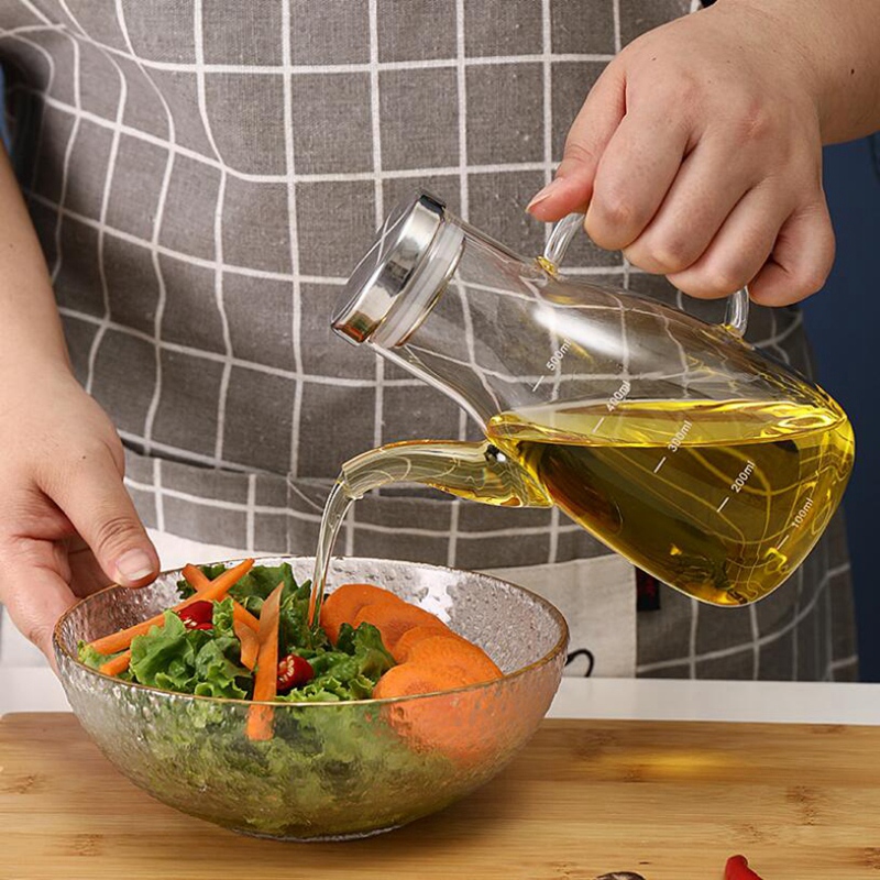 High Borosilicate Olive Pot Dispenser Can Cruet Vinegar Bottles Cooking Oil Glass Bottle