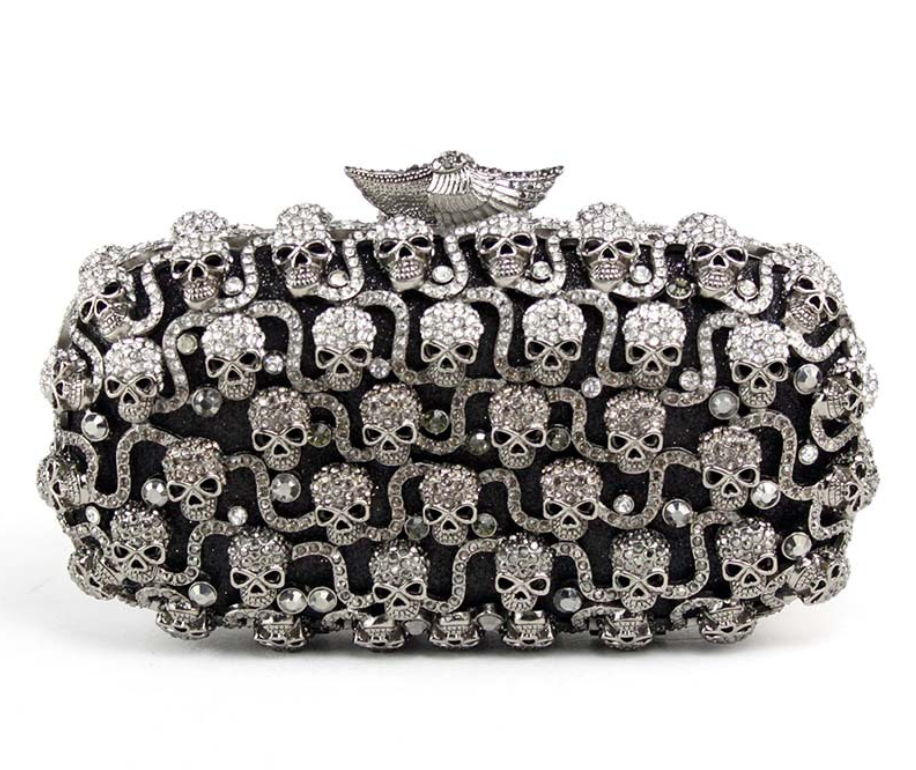 XIYUAN Skull Women Colorful Evening Bags Purses and Handbags Hollow Out Wedding Floral Clutch Bags Bridal Diamond Shoulder Bag