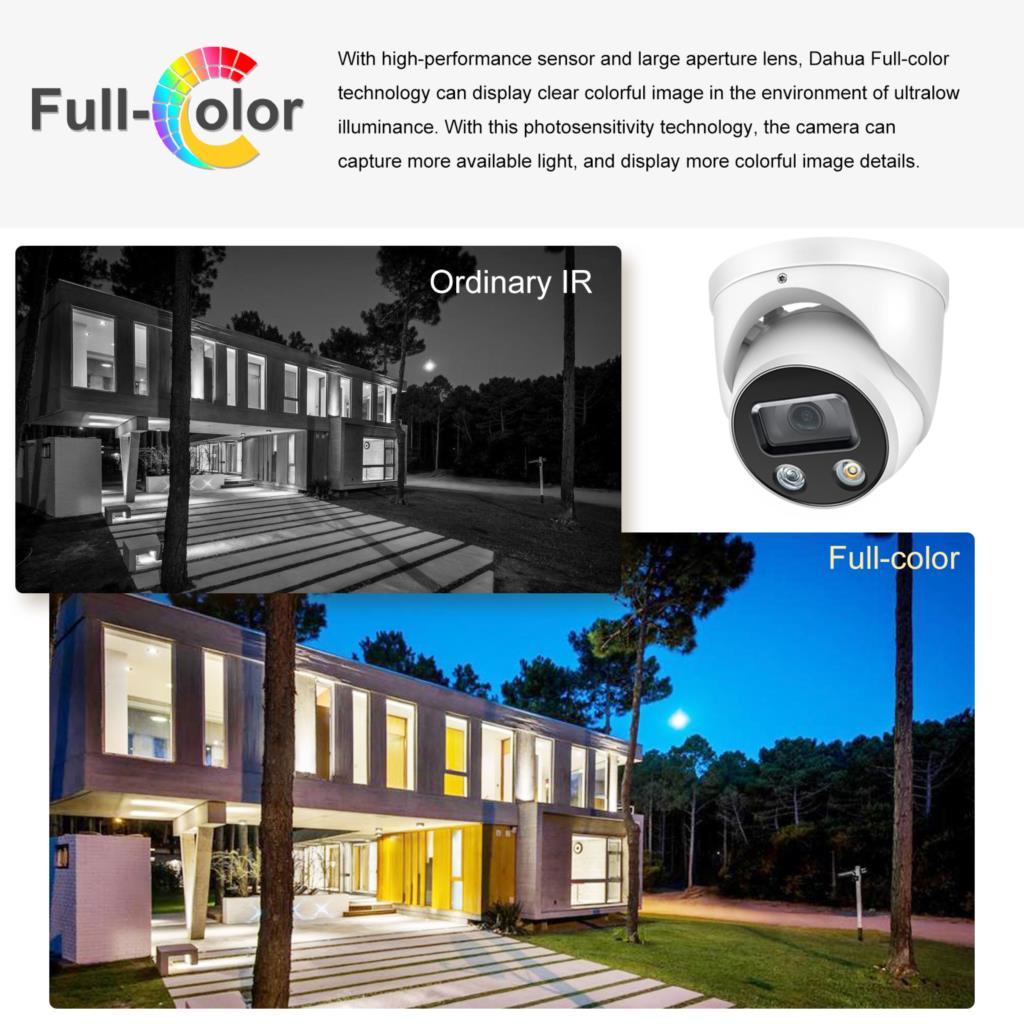 Dahua OEM 8MP IP Camera Full-Color HDW3849H-AS-PV-S4 Built-in Mic Spearker SD Card Flashlight Alarm Security Protection