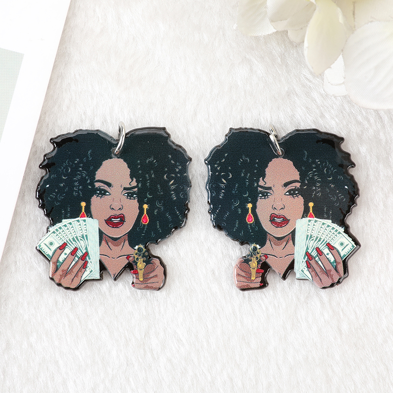10Pcs Black Women Queen Charms Braids Dreads Hairstyle Color Classy Diva Lady Acrylic Jewlery Findings For Earring Necklace Diy