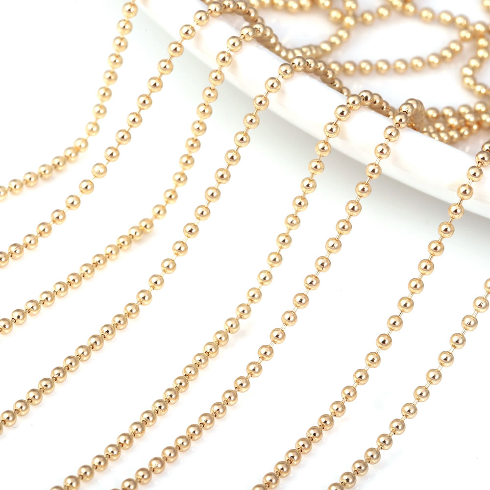 2 Meters 1.2MM 1.5MM 18K Gold Color Brass Ball Chains Beads Chains Necklace Chains Jewelry Making Supplies Findings Accessories