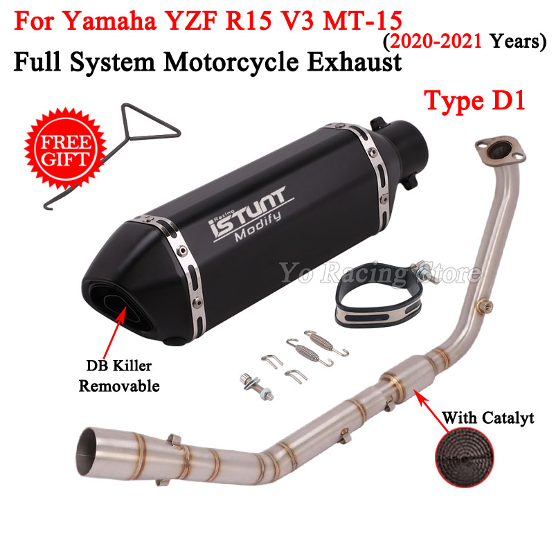 For Yamaha YZF R15 R125 V3 V4 MT15 MT-15 MT125 2020 - 2021 Motorcycle Exhaust Escape System Muffler Front Link Pipe DB Killer