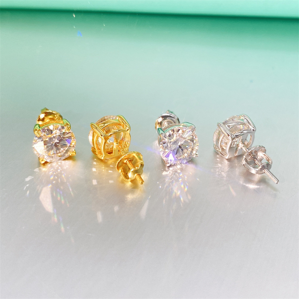 Rare Cut 0.5-2CT Cherry Blossom Moissanite Diamond Stud Earrings D Color VVS 925 Sterling Silver Ladys Earrings for Women 2023