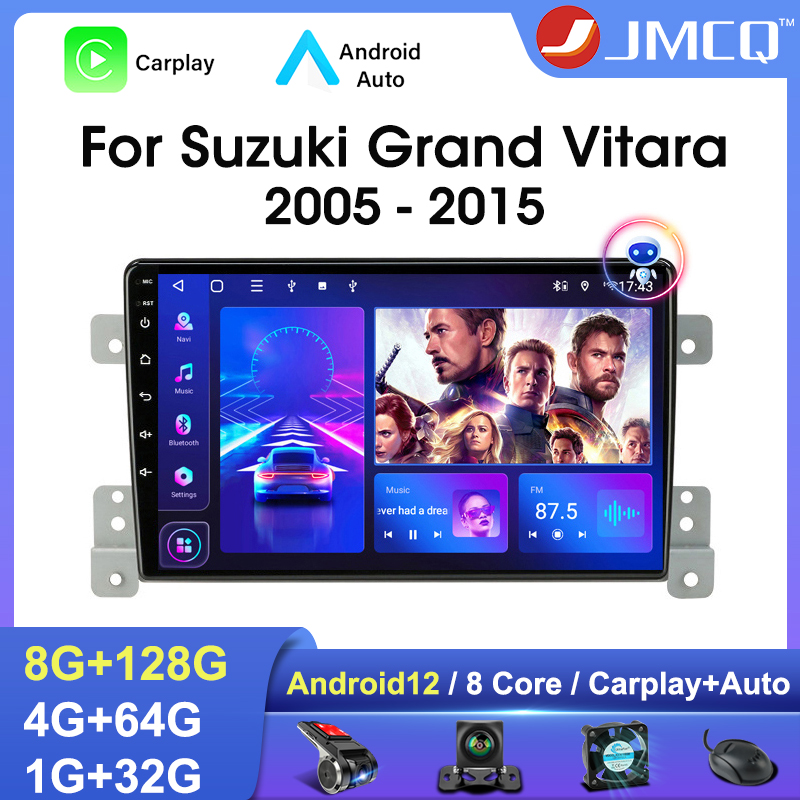 JMCQ 2din Android 12 Car Radio For Suzuki Grand Vitara 3 2005 2012 2013 2014 2015 Multimidia Video DSP 4G Carplay GPS Navigaion