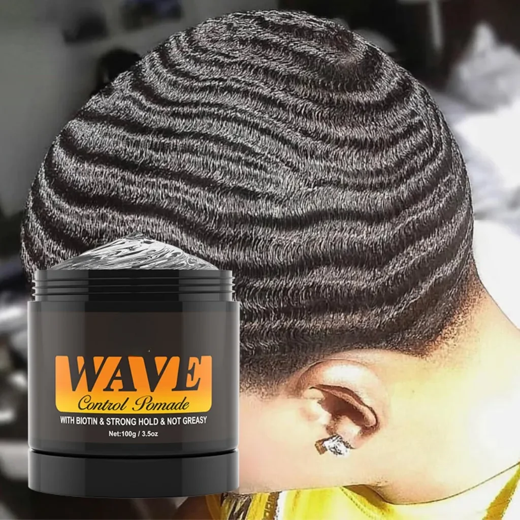 2024 Natural Wave Control for Black Men Strong Hold 360 Waves Layered Style Clay Wavy Grease Builder for Hair Silky Shine
