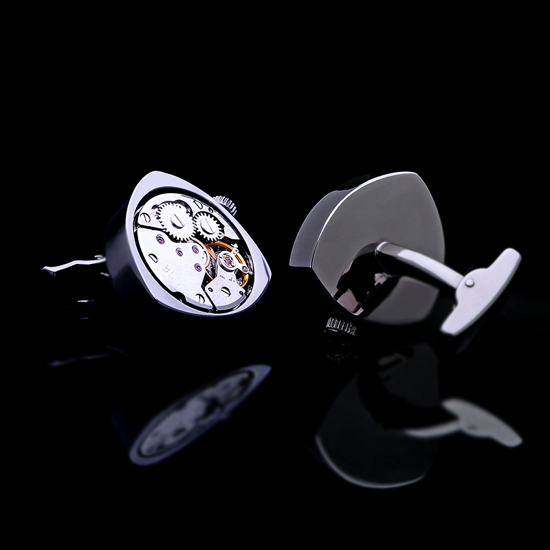 KFLK jewelry shirts cufflinks for mens Brand Black watch movement mechanical cuff links Buttons Male High Quality guests