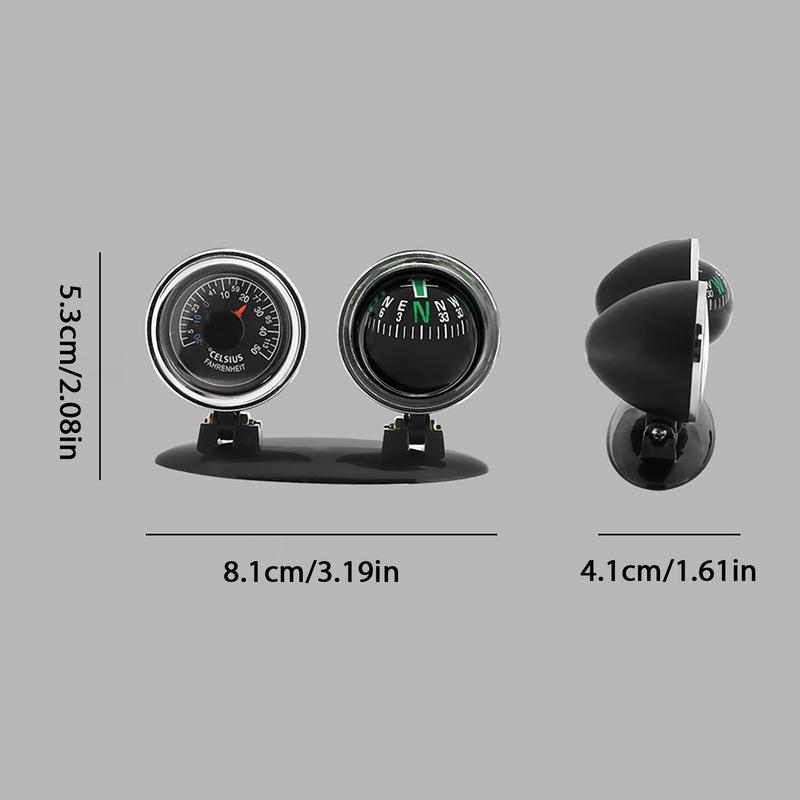 Car Compass with Temperature Tester Multifunctional Clear Scale auto Guide Ball Multifunctional Dashboard Ornaments for vehicles