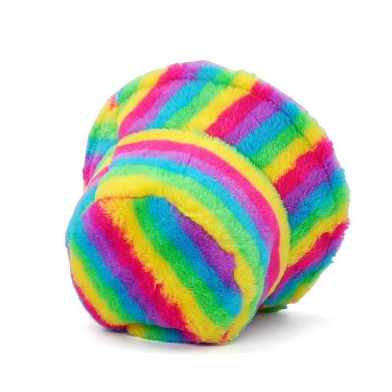 Autumn Winter Faux Fur Rainbow Striped Womens Bucket Hats Thick Warm Lady Fluffy Panama Hats Outdoor Velvet Fisherman Hats