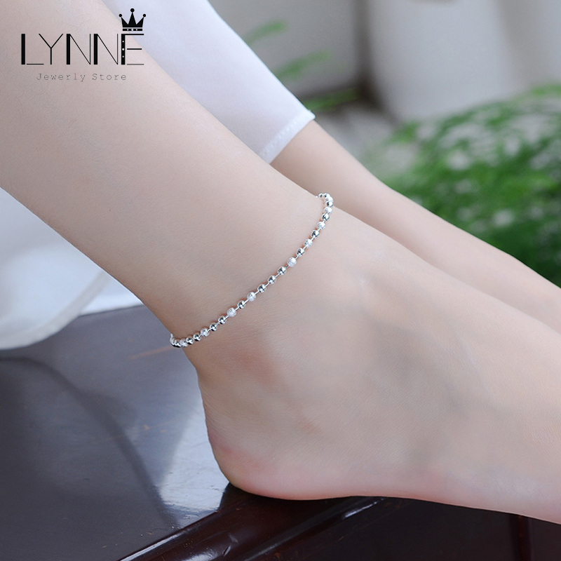 New Classic Simple Small Round Ball Bead Anklets Foot Chain For 925 Sterling Silver Ladies Foot Anklet Bracelet Women Jewelry
