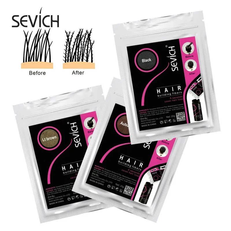 Sevich refill 25g hair fiber hair loss products hair building fibers powders thicken thin hair 10 colors keratin hair regrowth