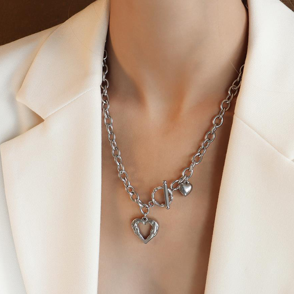 Exquisite Forever Love Heart Pendant Necklace Luxury Brand Necklace for women Gold Silver Color Wedding Jewelry Christmas Gift