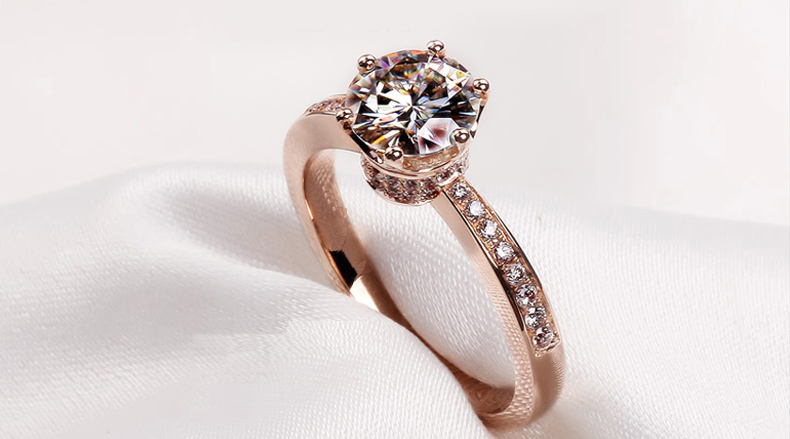 Wholesale Professional Women Luxury Jewelry Solitaire 925 Sterling Silver AAA CZ stones Rose Gold Wedding Ring Gift Size 5-10