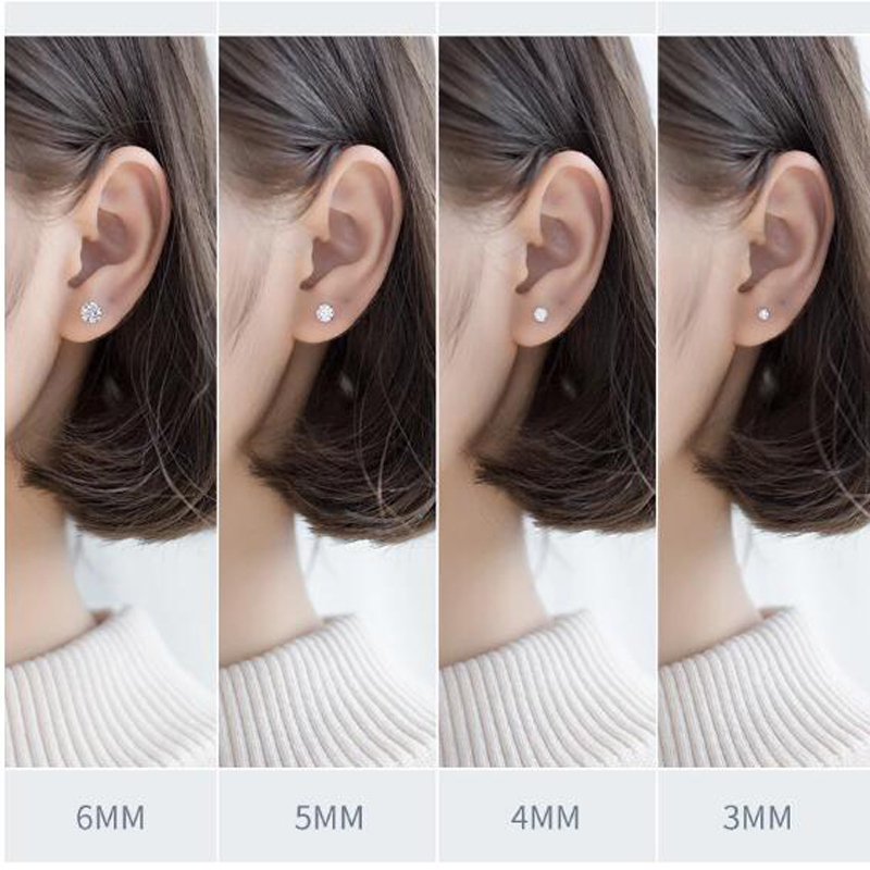 1.0 Carat 5mm Moissanite Gemstone Stud Earrings for Women Solid 925 Sterling Silver Fine Jewelry