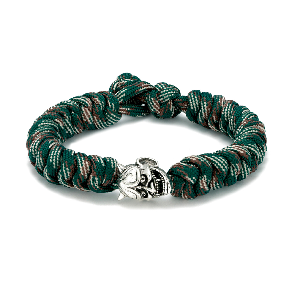Simple Retro Noh Mask Bracelets Mens Amulet Japanese Hannya Wristband Adjustable Handmade Paracord Rope Outdoor Survival Jewelry