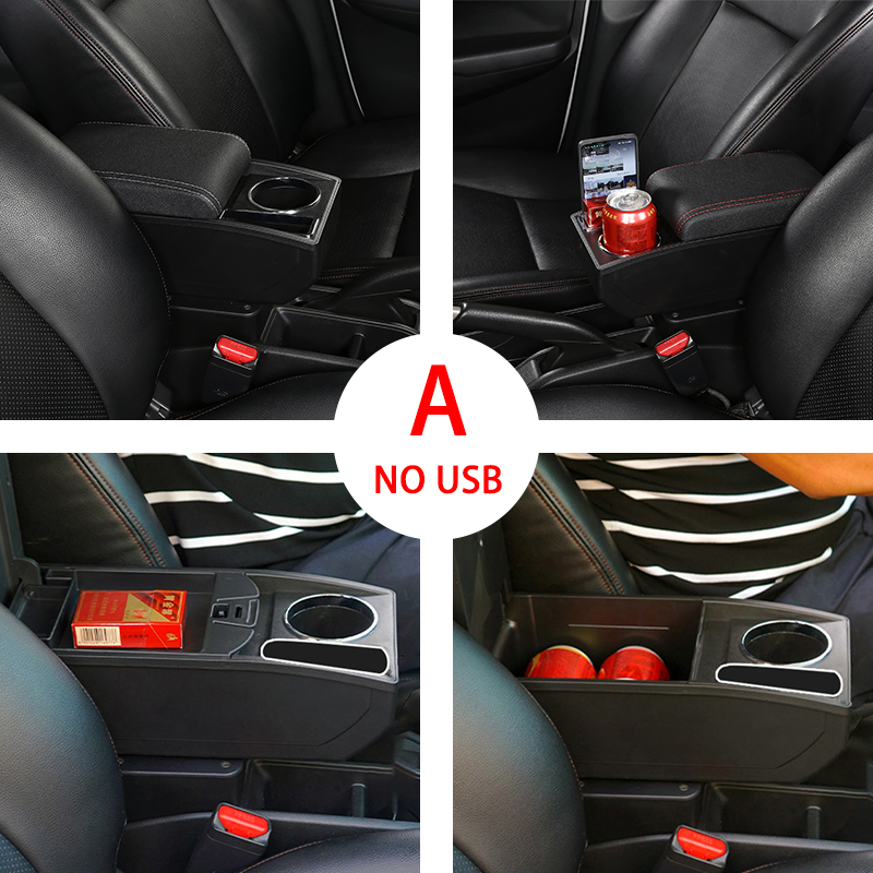 For Peugeot 208 Armrest Box Storage box Car accessories Retrofit parts Interior details Cup holder 2012-2018