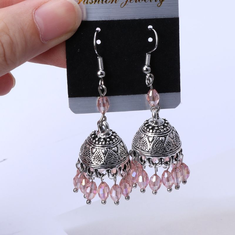 Retro Indian Bollywood Jhumka Jhumki Crystal Women Drop Earring Ethnic Gypsy Jewelry