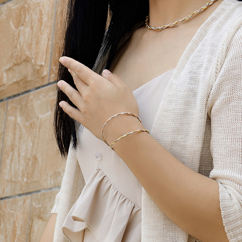 16 17 18 19 CM 925 Sterling Silver 2-Strand Braided Bracelet Italian Chain Women Rose Gold Gold Platinum Color Teen Girls Gift