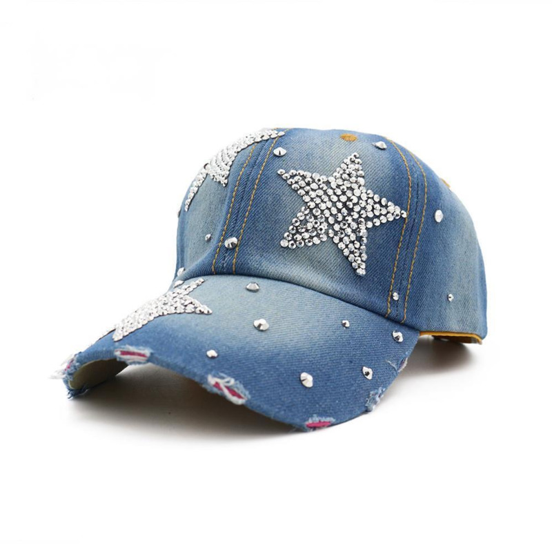 Women's Hat Diamond Flower Cowboy Female Bone Baseball Cap Summer Style Casquette Jeans Hat Cowboy Hat Baseball Hats