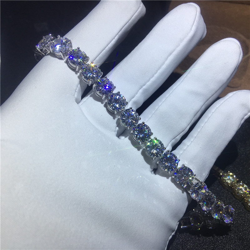 Trendy Lab Diamond Bracelet Bangle White Gold Filled Bijou Party Wedding Bracelets For Women men Anniversary Engagement Jewelry