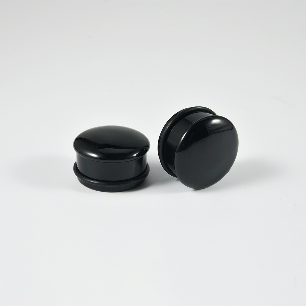 1Pai Black Obsidian Stone Single Flared Ear Plug Polished Convex Surface Solid Cat Eye Ear Expander Gauge Piercing Jewelry 2G-1"