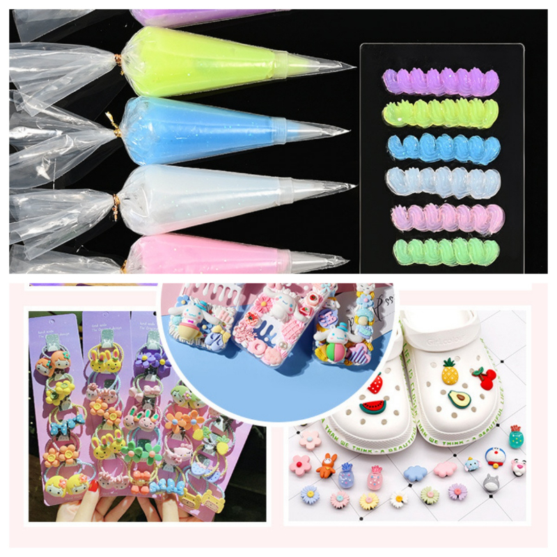 6pcs Antifreeze Crystal Transparent Cream Gel Jelly Handmade Cream Glue Phone Case DIY Hairpin Pen Holder Material