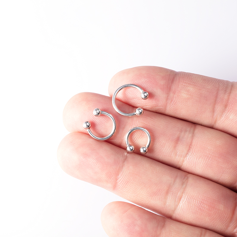 925 Sterling Silver Nose Septum Rings Horseshoe Piercing Jewelry 16G Cartilage Helix Tragus Earring Lip Piercing 6mm 8mm 10mm
