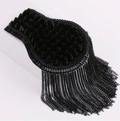 Handmade vintage jewelery tassel rivet chain big shoulder brooch epaulets/epaulettes spikes/escapulario men blazer accessories